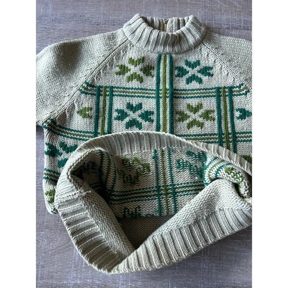 Vintage Tarni Fair Isle Nordic Wool Sweater Womens 38 Green Ski Alpine Mock Neck - Picture 4 of 15
